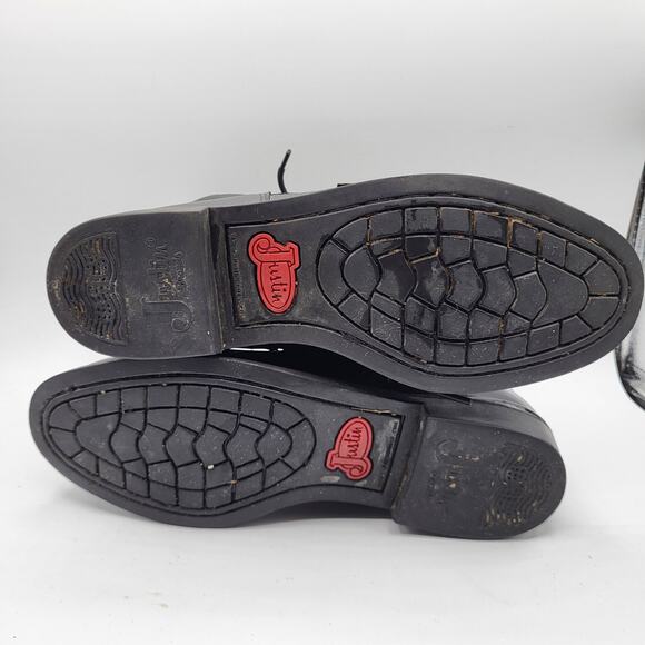 Justin Basic Black Leather Lace Up Boots JBL400 Size 7.5B Punk Grunge Streetwear - Picture 10 of 12